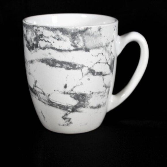 White Gray Marble Coffee Mugs Set of 2 - Picture 3 of 6